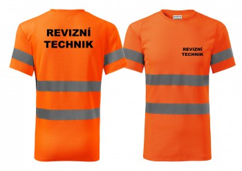 Kokardy.cz ® Reflexní tričko oranžová Revizní technik - XXL pánské