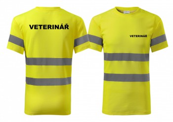 Kokardy.cz ® Reflexní tričko žlutá Veterinář - XL pánské