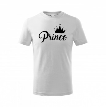 Kokardy.cz ® Tričko Prince dětské bílé s černým potiskem - 122 cm/6 let