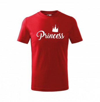 Kokardy.cz ® Tričko Princess dětské červené s bílým potiskem - 146 cm/10 let