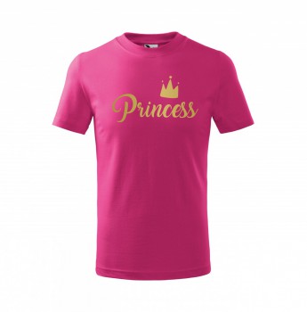 Kokardy.cz ® Tričko Princess dětské růžové se zlatým potiskem - 158 cm/12 let