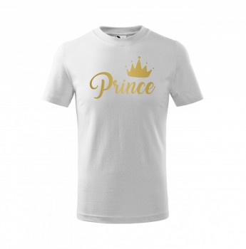 Kokardy.cz ® Tričko Prince dětské bílé se zlatým potiskem - 158 cm/12 let