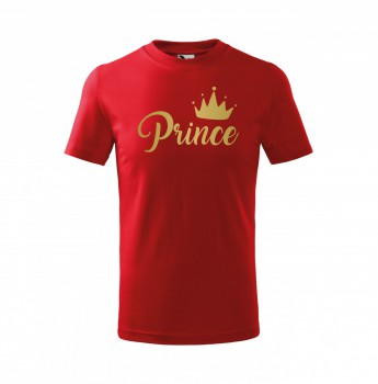 Kokardy.cz ® Tričko Prince dětské červené se zlatým potiskem - 146 cm/10 let