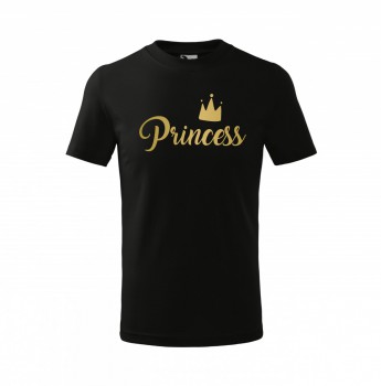 Kokardy.cz ® Tričko Princess dětské černé se zlatým potiskem - 110 cm/4 roky