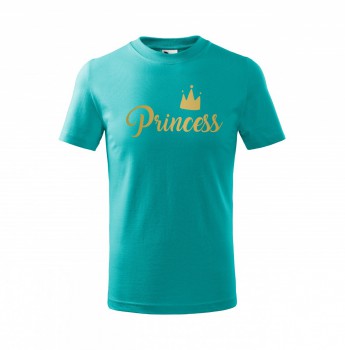 Kokardy.cz ® Tričko Princess dětské emerald se zlatým potiskem - 158 cm/12 let