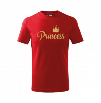 Kokardy.cz ® Tričko Princess dětské červené se zlatým potiskem - 122 cm/6 let