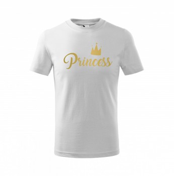 Kokardy.cz ® Tričko Princess dětské bílá se zlatým potiskem - 122 cm/6 let