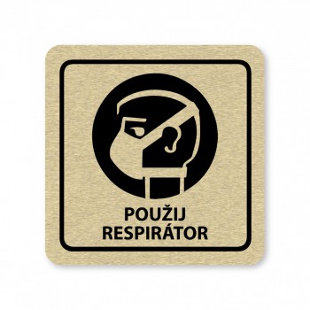 Kokardy.cz ® Piktogram Použij respirátor zlato