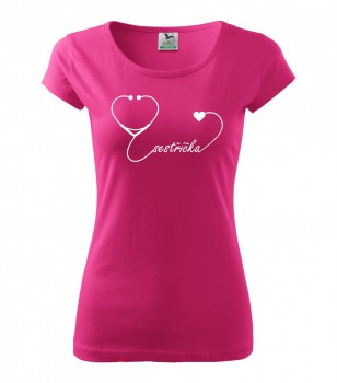 Poháry.com ® Tričko pro zdravotní sestřičku D17 růžové/bí - XXL dámské