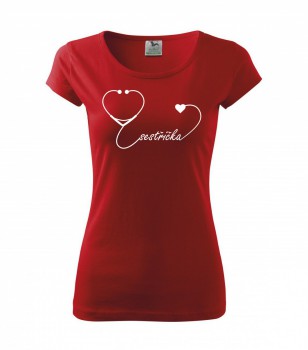 Poháry.com ® Tričko pro zdravotní sestřičku D17 červené - XS dámské