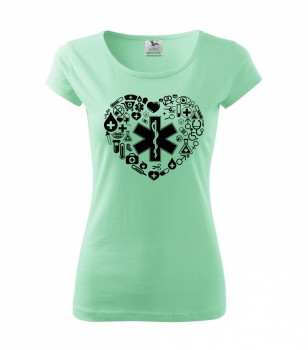 Poháry.com ® Tričko pro zdravotní sestřičku D18 mátové/č - M dámské