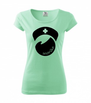Poháry.com ® Tričko pro zdravotní sestřičku D8 mátové/č - XS dámské
