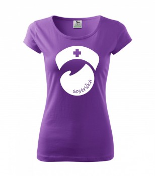 Poháry.com ® Tričko pro zdravotní sestřičku D8 fialové - L dámské