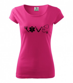 Poháry.com ® Tričko pro zdravotní sestřičku D16 růžové/č - XL dámské
