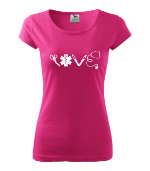Poháry.com ® Tričko pro zdravotní sestřičku D16 růžové/bí - XXL dámské