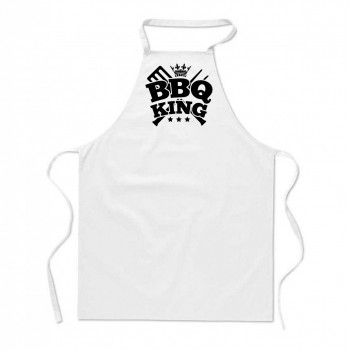 Poháry.com ® Zástěra s potiskem BBQ king bílá - Z22