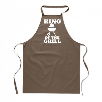 Poháry.com ® Zástěra s potiskem King of the grill hnědá - Z21