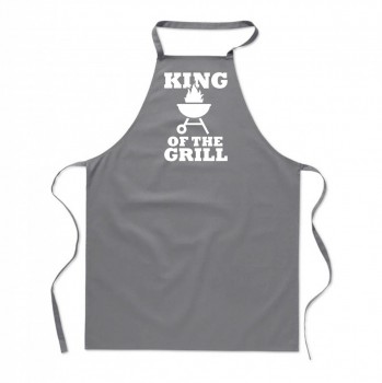 Poháry.com ® Zástěra s potiskem King of the grill šedá - Z21