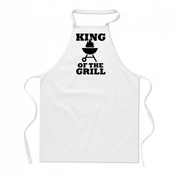 Poháry.com ® Zástěra s potiskem King of the grill bílá - Z21