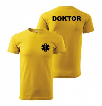 Kokardy.cz ® Tričko DOKTOR žluté/černý potisk - XL pánské