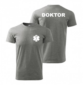 Kokardy.cz ® Tričko DOKTOR šedé/bílý potisk - XL pánské