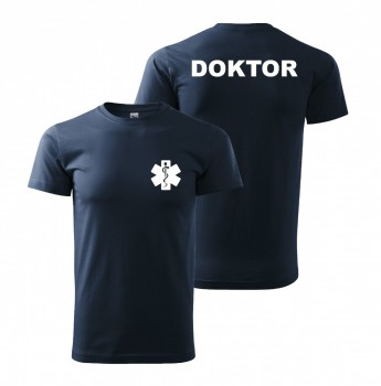 Kokardy.cz ® Tričko DOKTOR nám. modrá/bílý potisk - XL pánské