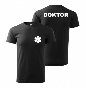 Kokardy.cz ® Tričko DOKTOR černé/bílý potisk - XL pánské
