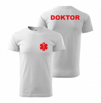 Kokardy.cz ® Tričko DOKTOR bílé/červený potisk - XL pánské