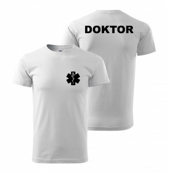 Kokardy.cz ® Tričko DOKTOR bílé/černý potisk - XL pánské