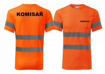 Poháry.com ® Reflexní tričko oranžové Komisař - XS pánské