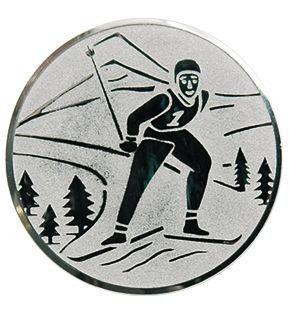 Kokardy.cz ® Emblém lyžování běžky stříbro 25 mm