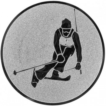 Kokardy.cz ® Emblém lyžování sjezd - slalom stříbro 25 mm