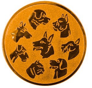 Kokardy.cz ® Emblém psi bronz 25 mm
