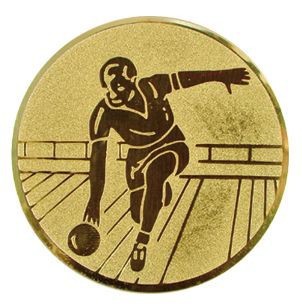 Kokardy.cz ® Emblém bowling-muž zlato 25 mm