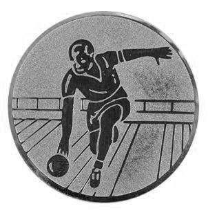 Kokardy.cz ® Emblém bowling-muž stříbro 50 mm