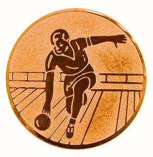 Kokardy.cz ® Emblém bowling-muž bronz 25 mm