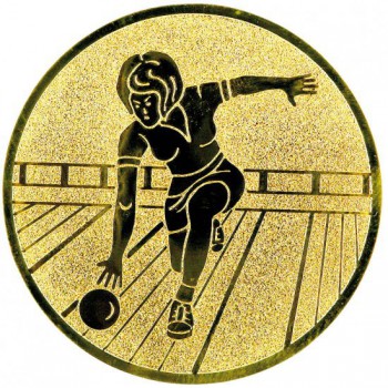 Kokardy.cz ® Emblém bowling-žena zlato 50 mm