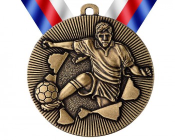 Kokardy.cz ® Medaile MD51 fotbal zlato s trikolórou