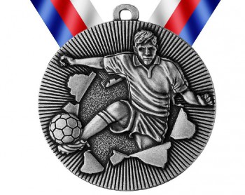 Kokardy.cz ® Medaile MD51 fotbal stříbro s trikolórou