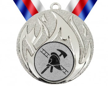 Kokardy.cz ® Medaile MD49 hasič stříbro s trikolórou