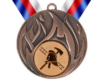 Kokardy.cz ® Medaile MD49 hasič bronz s trikolórou