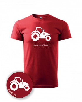 Kokardy.cz ® Tričko s traktorem 013 červené - XL dámské