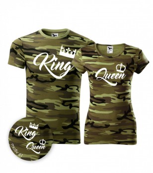 Kokardy.cz ® Trička pro páry King and Queen 061 Camouflage Brown